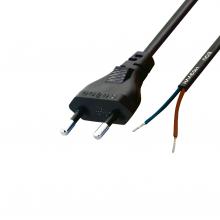 N 2/VDE - Home N 2/VDE hálózati csatlakozókábel, 1,5 m, H03VVH2-F 2x0,75 mm2 kábel, ónozott véggel, max.500W, fekete