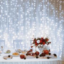 DLF 210/WH - Home DLF 210/WH LED-es fényfüggöny, 2x1 m / 210 db hidegfehér LED, állófényű, fehér vezeték, sorolható, kül- és beltéri kivitel