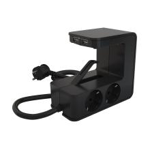 694812 - Legrand 694812 Asztalra rögzíthető elosztó 4x2P+F, 2xUSB-A, fekete