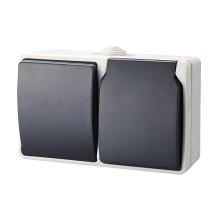 9873H - AQUATOP 9873H falon kívüli váltókapcsoló és dugalj, 1 billenő, 1 aljzat, vízszintes, 10 A/16 A, IP54, szürke