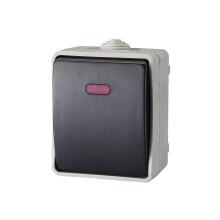 9877H - AQUATOP 9877H falon kívüli nyomókapcsoló, 1 billenő, 10 A, IP54, szürke, jelzőfény