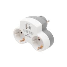 TPF2USBC - HOME TPF2USBC USBC hálózati töltő, 2.1A, max. 3680 W, 2 db földelt hálózati aljzat gyermekvédő zsaluval