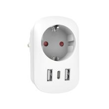 NV3400USBC - HOME LNV3400USBC USB hálózati töltő, max. 3680 W, 3.4A, hálózati aljzattal, 1x USB-C, 2x USB-A