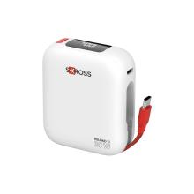 21602 - SKROSS 21602 Reload 10 Compact Powerbank, 10000mAh, USB-C+USB-C, PD30W, LCD kijelző, beépített töltőkábel, fehér