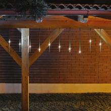 G 10201 - Home G 10201 LED-es jégcsap fényfüzér, 3,33x0,21 m / 200 db hidegfehér LED, 10 db jégcsap, átlátszó vezeték, fényjáték, hálózati adapter, kül- és beltéri kivitel
