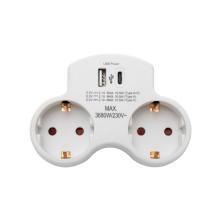 TPF2USBC - HOME TPF2USBC USBC hálózati töltő, 2.1A, max. 3680 W, 2 db földelt hálózati aljzat gyermekvédő zsaluval