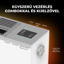 AFH0001S - AENO AFH0001S prémium Eco Smart konvekciós fűtőkészülék, 2000 W, távolról vezérelhető, 2 fokozat, lángeffekt, 2 literes tartály, IPS kijelző, fehér