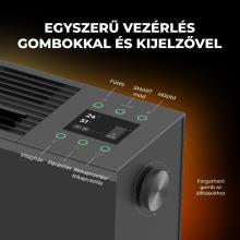 AFH0002S - AENO AFH0002S prémium Eco Smart konvekciós fűtőkészülék, 2000 W, távolról vezérelhető, 2 fokozat, lángeffekt, 2 literes tartály, IPS kijelző, fekete