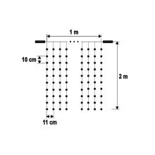 DLF200WH - HOME DLF200WH LED-es fényfüggöny, 200db hidegfehér LED, 1 méter x 2 méter, sorolható, fehér vezeték, kül- és beltéri kivitel